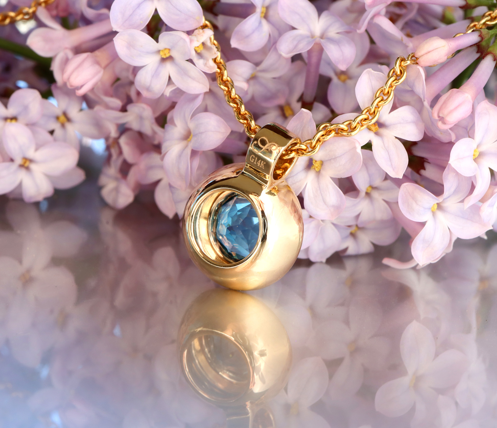 Halskette "Orbit" mit Blautopas und Brillanten - Image 11