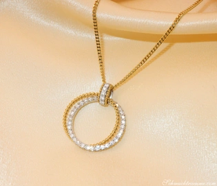 Gelb- & Weißgold 750 Kreis Anhänger mit Brillanten funkelnd