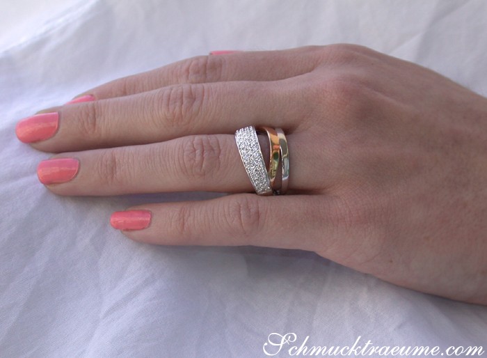 Mehrreihiger Diamanten Ring in Weißgold und Roségold - Image 3