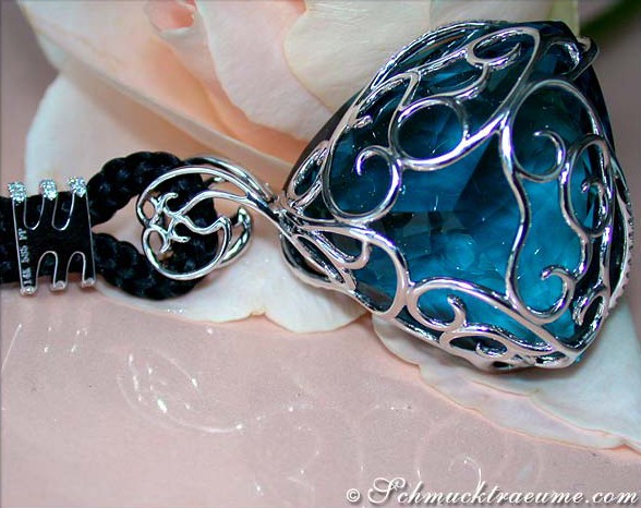 Exquisites Blautopas Collier mit Brillanten - Image 4