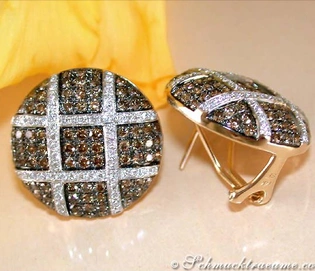 Extravagante Ohrstecker mit naturbraunen & weißen Brillanten