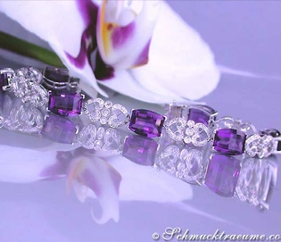 Amethyst Armband mit Diamanten im Art Déco Stil auf Model getragen
