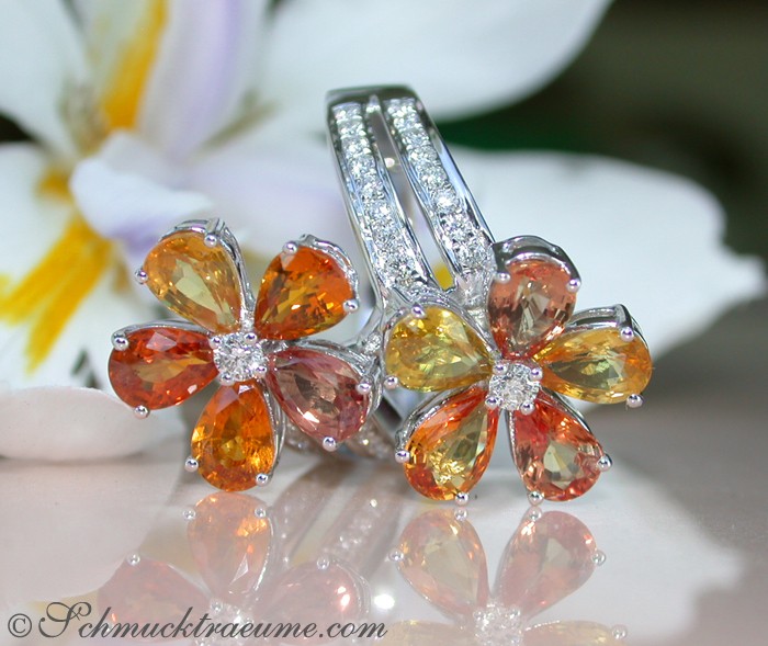 Prächtiger Doppel Blumen Ring mit Saphiren & Brillanten - Image 3