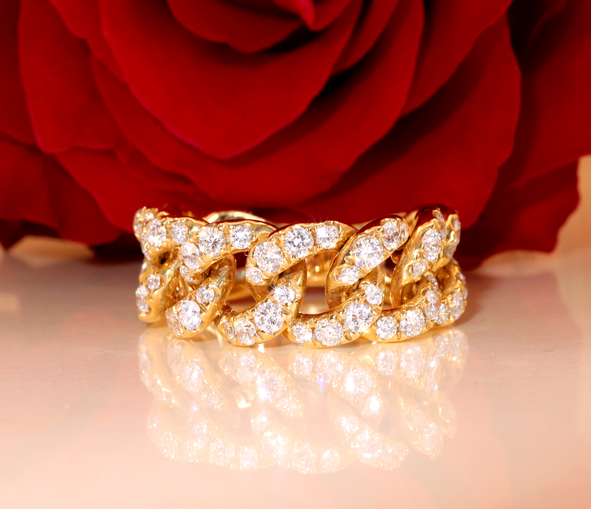 Golden Link | Flexibler Brillanten Ketten Ring