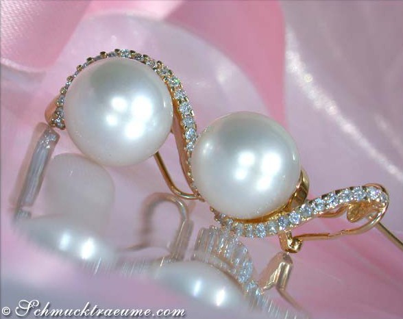Bildschöne Südseeperlen Ohrstecker mit Brillanten - Image 6
