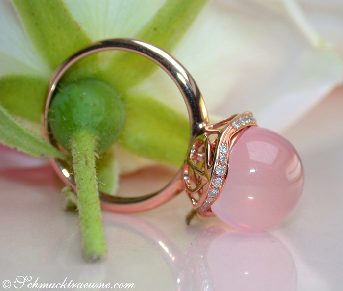 Bezaubernder Rosenquarz Brillanten Ring - Image 4