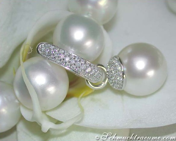 Wandelbare Südseeperlen Brillanten Ohrgehänge / Anhänger - Image 8