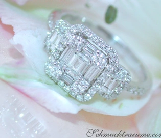 Weißgold 750 Diamant Carré Ring mit TW SI 0.980 Karat