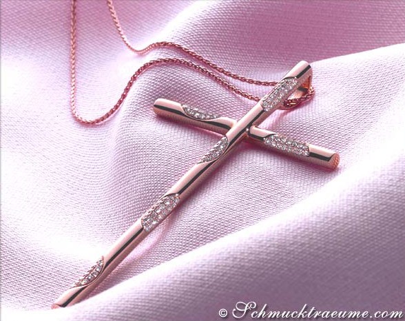 Roségold 750 Kreuzanhänger mit 0.450 Karat TW VS Brillanten