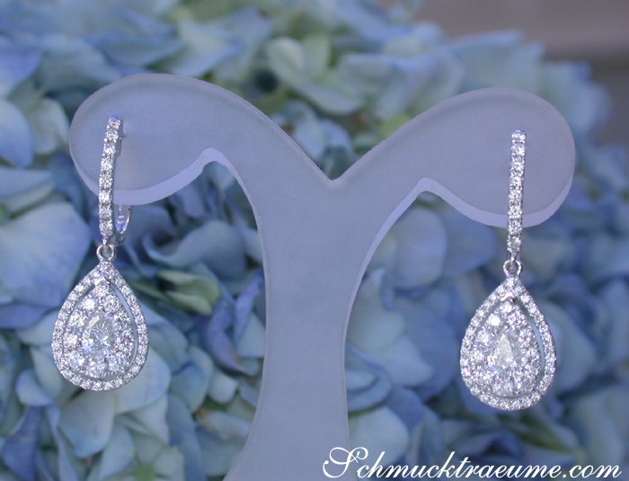 Edle Diamant-Tropfen-Ohrhänger in Weißgold, 1.700 Karat, W/TW VS
