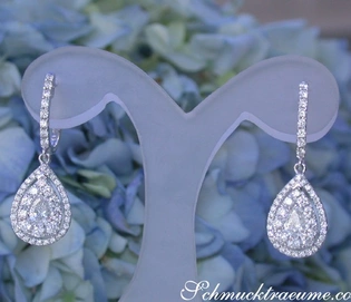 Edle Diamant-Tropfen-Ohrhänger in Weißgold, 1.700 Karat, W/TW VS