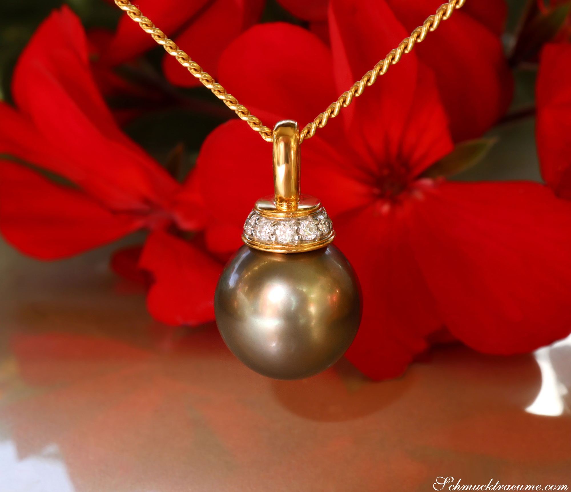 Wundervoller Tahitiperle Anhänger mit Brillanten (mit Kette) - Image 6