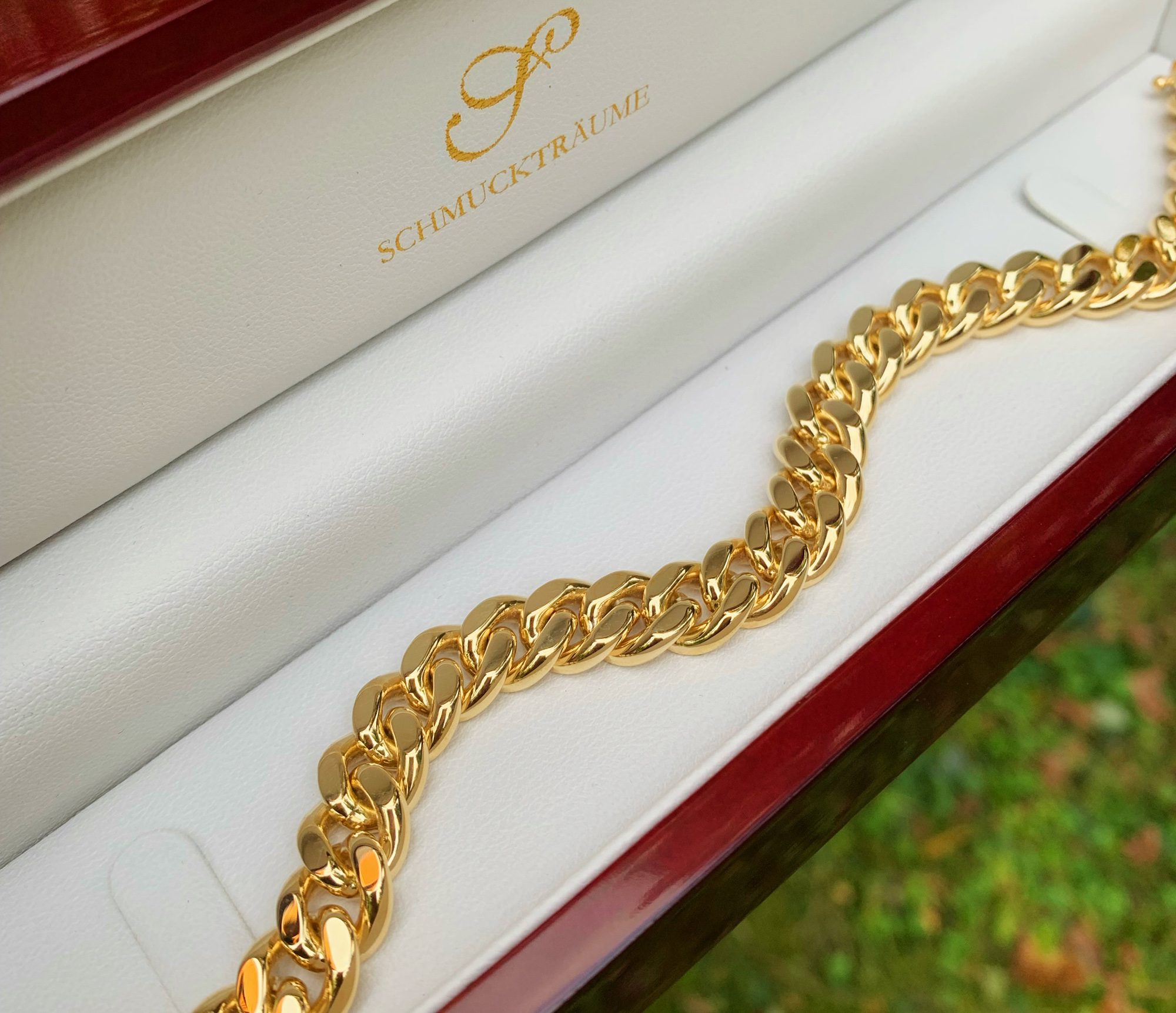 Gold-Panzer-Armband in Gelbgold 585, detailreich, luxuriös, in Box mit Logo.