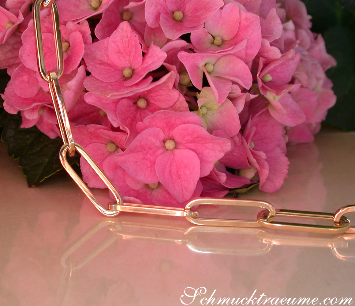 Gold Pur: Auffallende Paperclip Halskette / Collier in Gelbgold 585 - Image 11