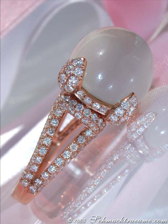 Prächtiger Mondstein Ring mit Brillanten - Image 4