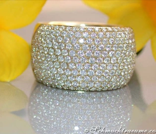 Gelbgold 750 Brillanten Pavé Ring, 2.170 Karat, TW SI, exklusives Design