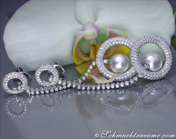Ausgesuchte Südseeperlen Ohrgehänge mit Brillanten (7 cm) - Image 6
