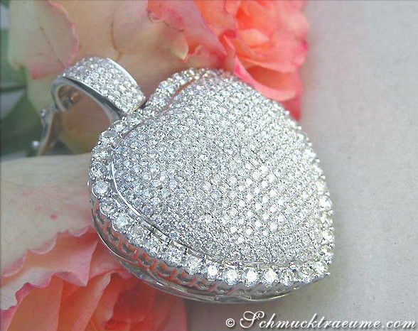 Herz-Anhänger mit 9.50 ct. Diamanten in Weißgold 750, Detailaufnahme