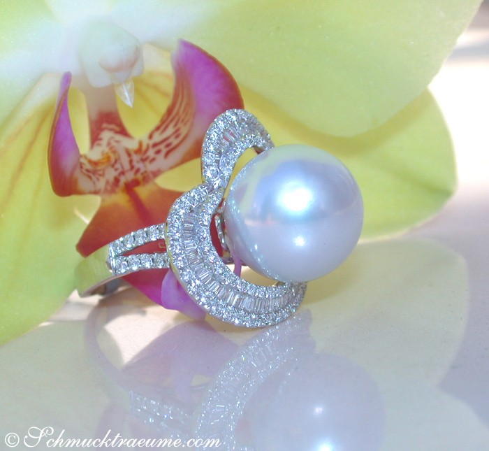Traumhafter Südseeperle Ring mit Brillanten im Herz-Design - Image 5