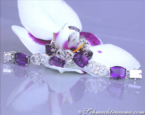 Amethyst Armband mit Diamanten im Art Déco Stil - Image 2