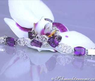 Armband aus Weißgold 750 mit Amethysten im Art Déco-Stil