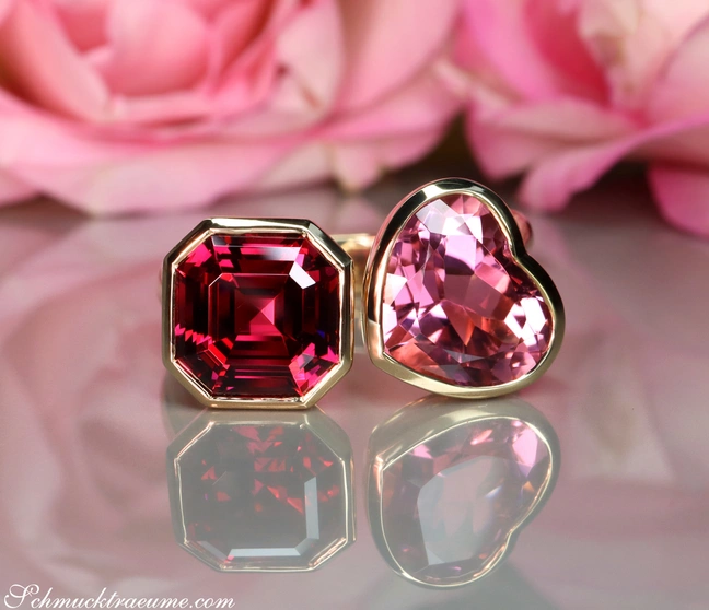 Prächtiger "Toi et Moi" Ring mit Pink Turmalin und Rhodolith - Image 1 Prächtiger "Toi et Moi" Ring mit Pink Turmalin und Rhodolith - Image 1