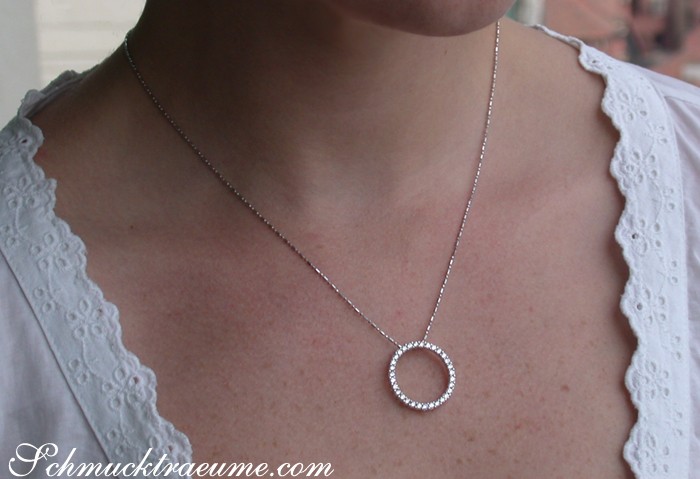 Eleganter Diamant Kreis Anhänger in Weißgold 750 - Image 3