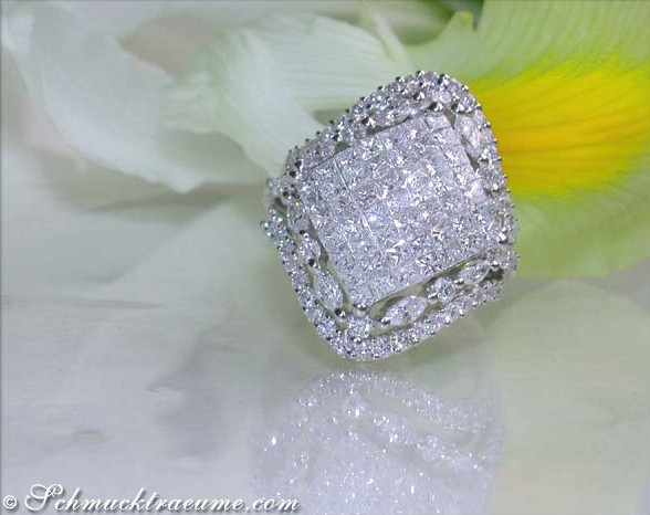 Prinzessin- und Marquise-Diamant-Ring mit Brillanten in Weißgold 750