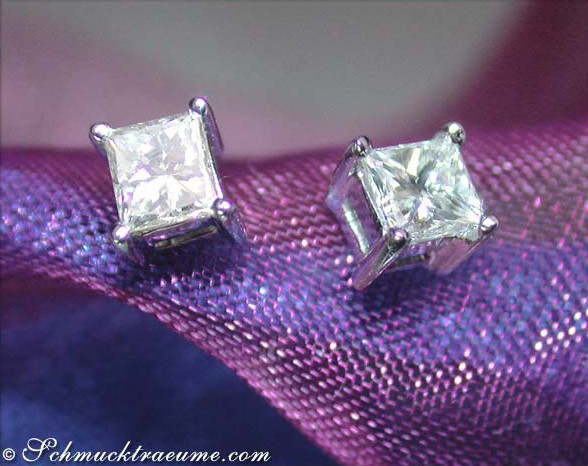 Princess-Diamant-Ohrstecker 0,40 ct. in Weißgold 750