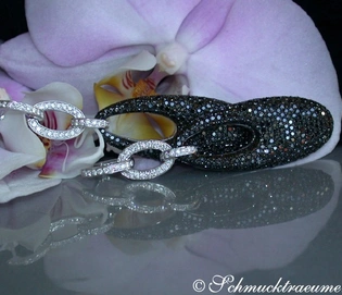 Extra lange schwarze Diamanten-Ohrgehänge mit 6,83 ct. in Weißgold 585