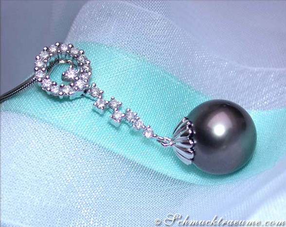 Wundervoller Tahitiperle Anhänger mit Brillanten - Image 4