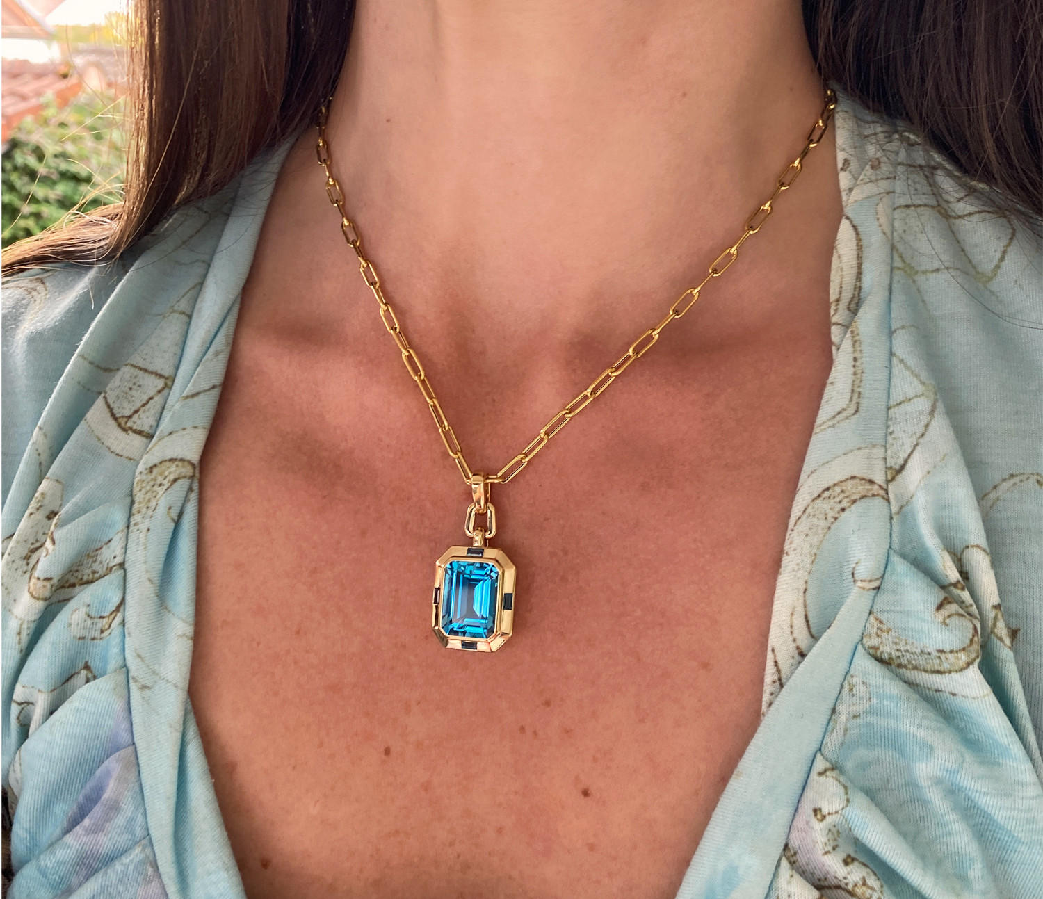 Außergewöhnliches Blautopas Collier "Blue Elegance" - Image 6