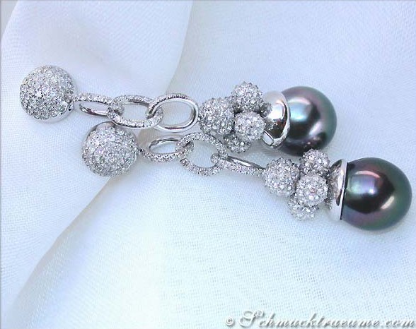 Exklusive Tahitiperlen Ohrgehänge mit Brillanten - Image 4