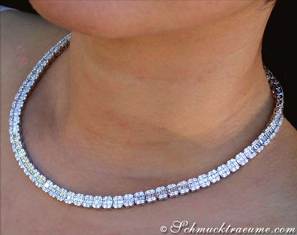 Exklusives Brillanten & Baguette Diamanten Collier (14.50 ct.) - Image 6