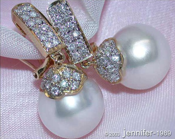 Elegante Südseeperlen Ohrstecker mit Brillanten in Gelbgold 750 - Image 4