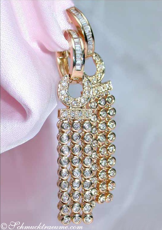 Gelbgold 585 Ohrgehänge mit 1.250 Brillanten W SI