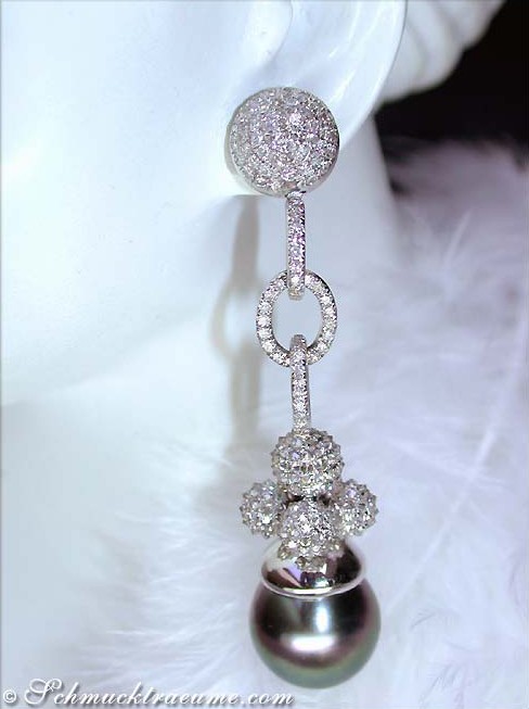 Exklusive Tahitiperlen Ohrgehänge mit Brillanten - Image 5