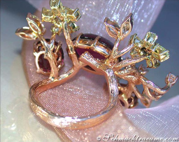 Grandioser Pink Turmalin Ring mit Diamanten im Blütendesign - Image 8