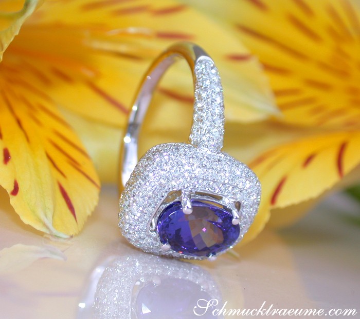 Bildschöner AAA Tansanit Ring mit Brillanten - Image 5