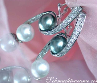 Tahitiperlen- und Südseeperlen-Ohrgehänge in Weißgold 750