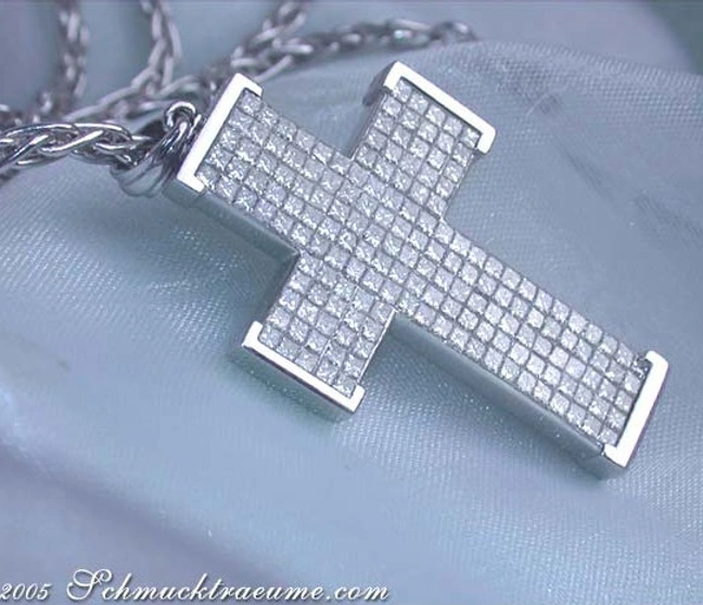 Exquisiter Diamanten Kreuz Anhänger (3,92 ct.) - Image 1 Exquisiter Diamanten Kreuz Anhänger (3,92 ct.) - Image 1