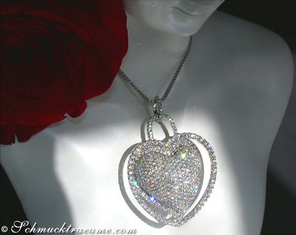 Weiße Diamanten Herz Anhänger 7.50 ct. in Weißgold 750, funkelndes Schmuckstück