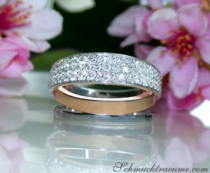 Mehrreihiger Diamanten Ring in Weißgold und Roségold - Image 4