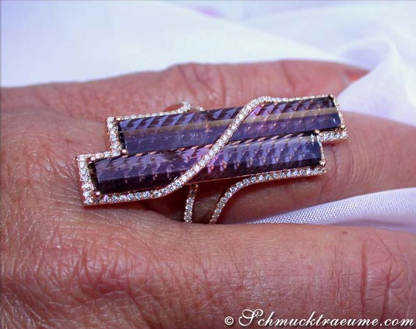 Auffallender Rosé Turmalin Ring mit Brillanten - Image 6