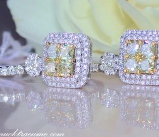 Edle gelbe Diamant-Ohrgehänge mit Brillanten in Weißgold & Gelbgold 750