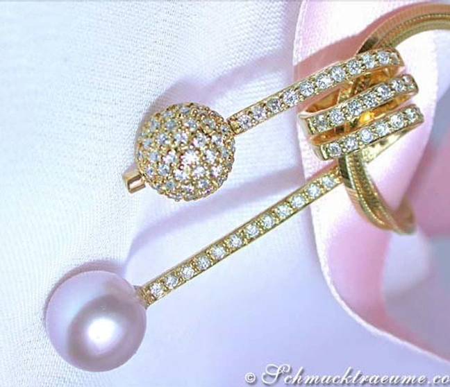 Süßwasserperle Anhänger mit Brillanten Pavé Kugel - Image 1 Süßwasserperle Anhänger mit Brillanten Pavé Kugel - Image 1