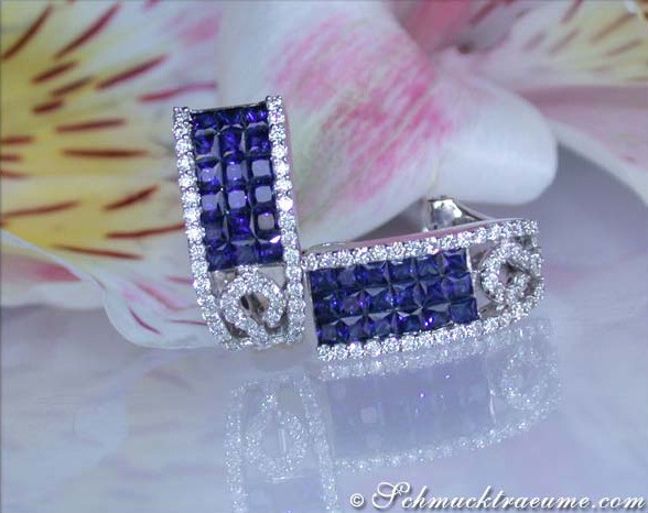 Feinste Saphir Ohrstecker mit Brillanten - Image 3