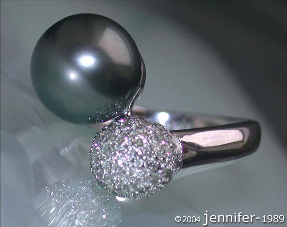 Bezaubernder Tahitiperle Ring mit Brillanten Pavé Kugel - Image 4