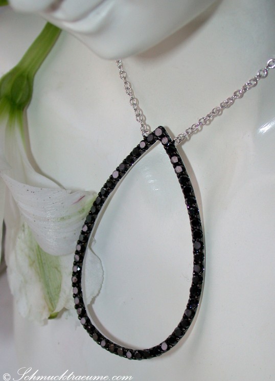 Interessante Halskette mit schwarzen Diamanten im Tropfen-Design - Image 4