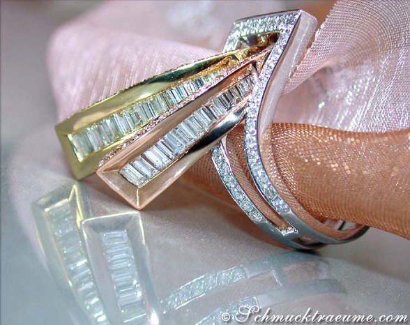 Goldener Diamantring mit Baguette-Diamanten im Gürtel-Design